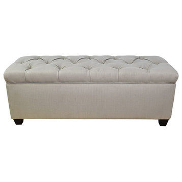 Padded Storage Bench, Tufted Polyester Lid and Spacious Inner Space, Sachi