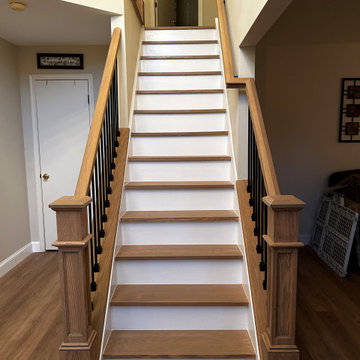 Red Oak Staircase Remodel with Custom Handrails - Bensalem PA