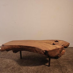 Rustic Coffee table with copper legs. - Products