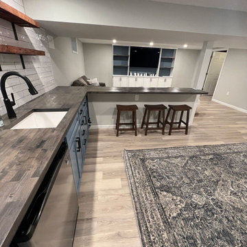 Modern Basement Remodel with Custom Bar and Entertainment Center