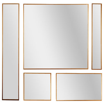Bronze Metal Framed 5 Piece Accent Mirror Variety Set
