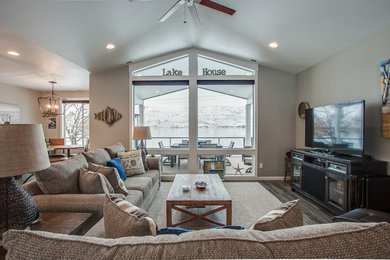 Living room - coastal living room idea in Other