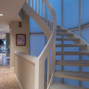 Circular stairwell adjoins the two wings.