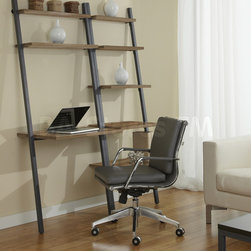 Parsons Edition 2 PC Narrow Bookcase with Writing Desk in Walnut - Home Office Accessories