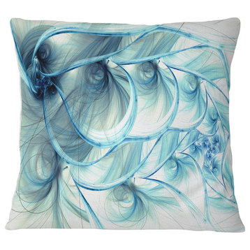 Light Blue Fractal Flower Soft Pattern Floral Throw Pillow, 16"x16"