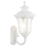 Livex Lighting - Textured White Traditional, Victorian, Sculptural, Outdoor Wall Lantern - From the Oxford outdoor lantern collection, this traditional cast aluminum upward facing three-light large wall lantern design will add curb appeal to any home. It features a handsome, antique-style wall plate and decorative arm. Clear water glass casts an appealing light and lends to its vintage charm. The wall plate, arm and other details are all in a textured white finish. With superb craftsmanship and affordable price, this fixture is sure to tastefully indulge your senses.