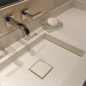 Plan vasque en quartz blanc