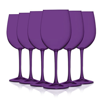 Cachet Accent Stem 19 oz Wine Glasses Set of 6, Full Purple