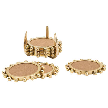 7-Piece Star Burst Crown Shape Gold Coaster and Caddy Set
