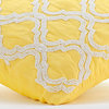 Yellow Art Silk 26"x26" Beaded Lattice Trellis Pattern Euro Shams, Kainoosh