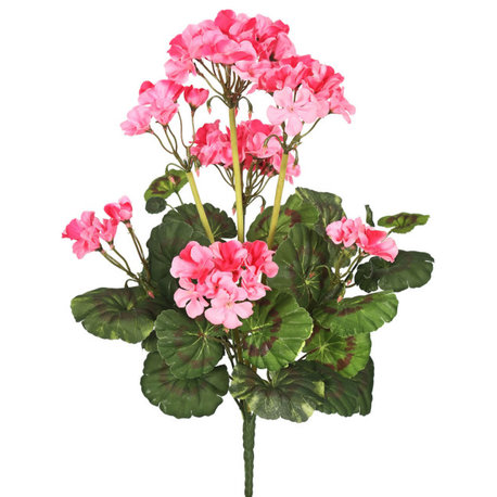 Vickerman Artificial 20" Pink Geranium Bush, 4 Per Pack