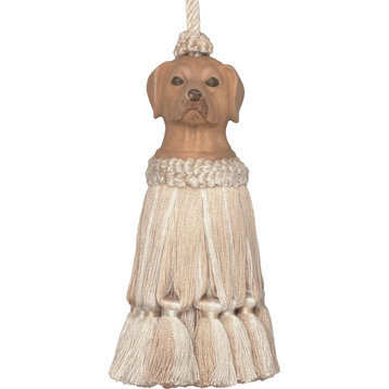 Tassel Dog Natural Pair Cast Resin Poly Rayon Hand-Painted Pai