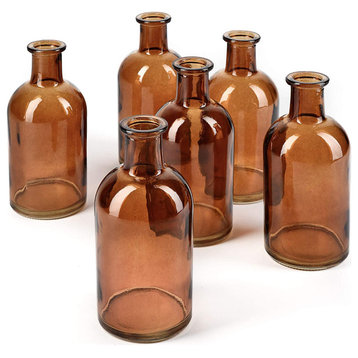 Medicine Bottle Vases, Set of 24, Amber