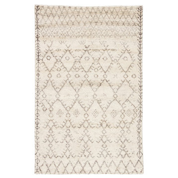 Jaipur Living Zola Hand-Knotted Geometric Ivory/Brown Area Rug, 5'x8'