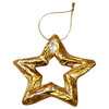 Luxe Metallic Gold Leaf Small Star Ornament Set 12 Hanging 4.5 in Open Outline