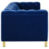 Charlene Blue Velvet Button Tufted Sofa