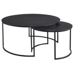 ZinHome - Uttermost Barnette Modern Nesting Coffee Tables 2-Piece Set - With Modern Minimalist Styling, These Nesting Coffee Tables Feature Textured Cast Aluminum Tops In An Oxidized Black Finish, On Aged Black Forged Iron Bases. S- 24"x 16"x 24", L- 35"x 17"x 35"