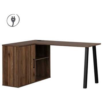 L-Shaped Desk with Power Bar Brown Zolten South Shore