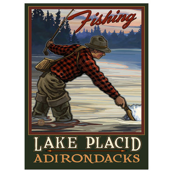 Paul A. Lanquist Fishing Lake Placid Adirondacks New Art Print, 18"x24"