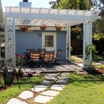 Pergola over Flagstone Patio with Lattice Detail