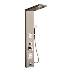 Fontana Brushed Nickle Luxury Pulsating Massage Shower Panel - Shower Panels And Columns