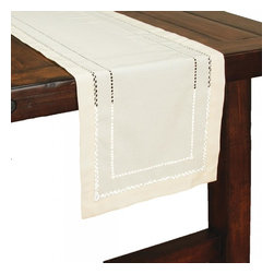 Xia Home Fashions - Double Hemstitch Easy Care Table Runner, 14"x72", Ivory - Table Runners