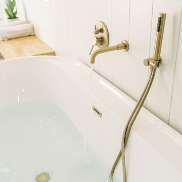 Warm Modern Primary Bathroom Remodel in Olathe