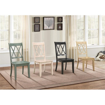 Lexicon Janina Contemporary Wood Dining Room Side Chair in Teal (Set of 2)