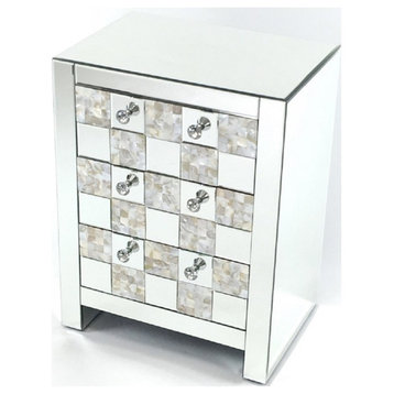 Wayborn 20"W Mother of Pearl Accent Chest in Clear Glass Mirrored