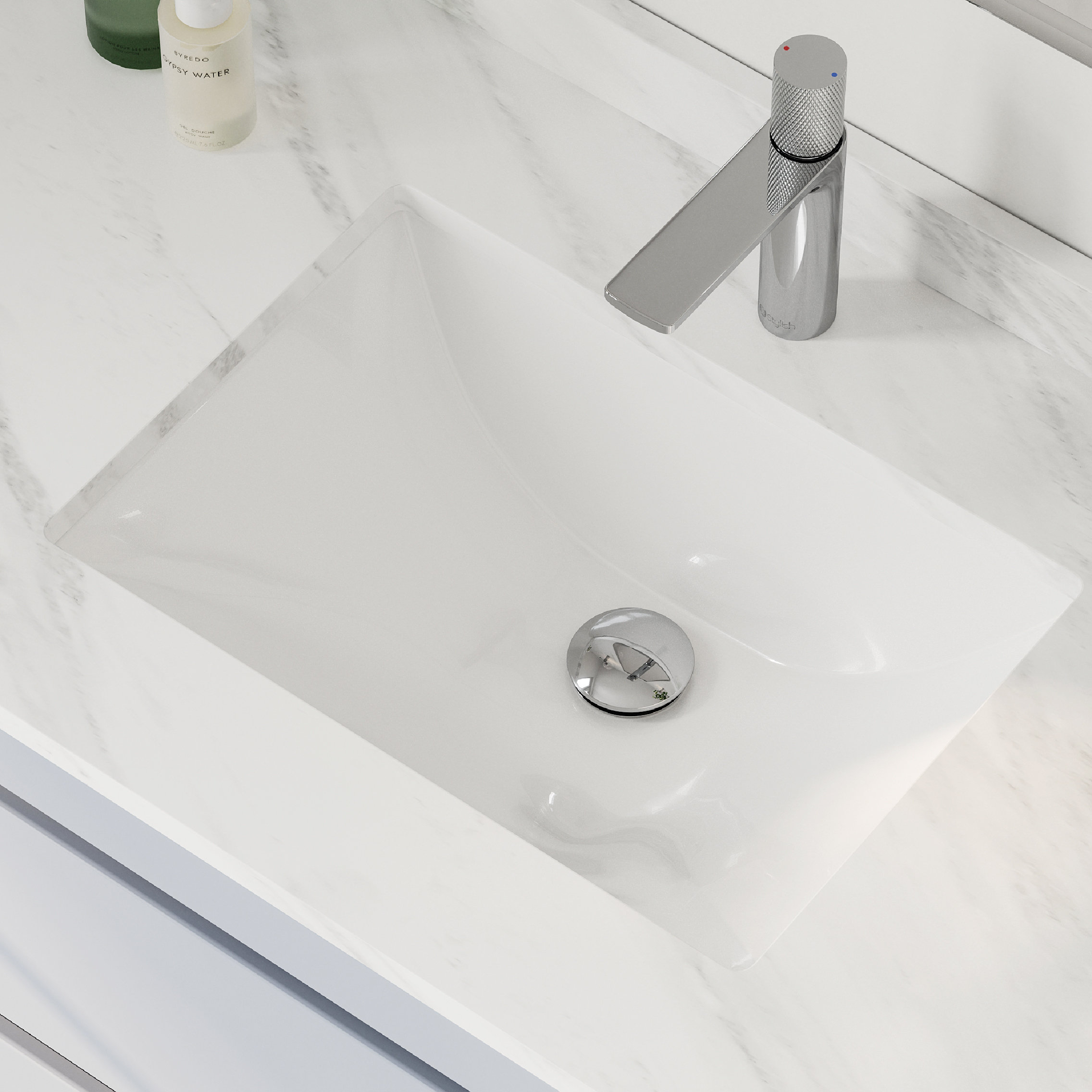 18.25"W x 13"D White Rectangular Undermount Bathroom Sink