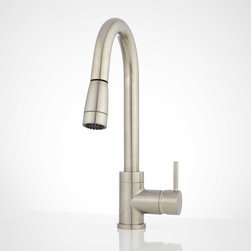 Finite Single Hole Kitchen Faucet with Swivel Spout and Pull-Out Spray - Kitchen Faucets