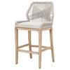 Home Square 2 Piece 30" Upholstered Bar Stool Set in Taupe and White Rope