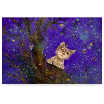 "Night Cat Purple" by RUNA, Canvas Art, 16"x24"