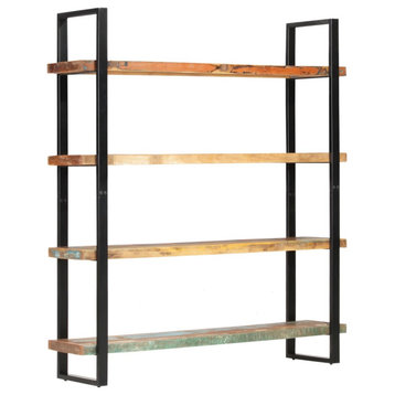 vidaXL Bookcase 4-Tier Bookcase Book Rack Standing Shelf Solid Reclaimed Wood