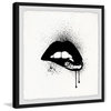 "Black Drip Lips" Framed Painting Print, 32"x32"