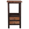 Sunset Trading Cottage 2-Drawer Wood End Table in Distressed Black and Brown
