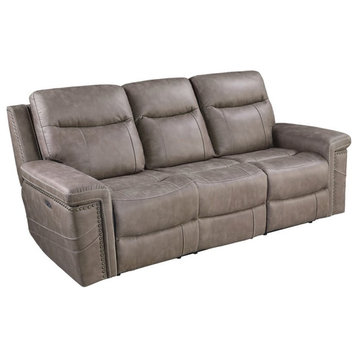 Coaster Wixom Transitional Microfiber Cushion Back Power Sofa in Brown