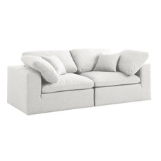 Serene Linen Down Filled Cloud Modular Sofa, Cream, 2-Seater