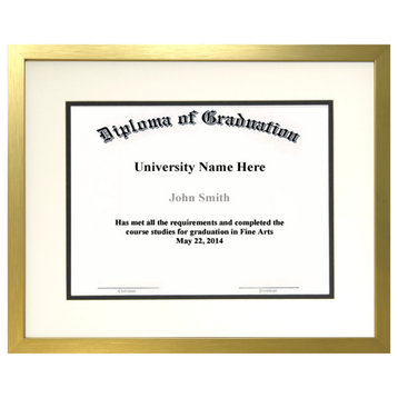Diploma and Document Frame with Matting Brushed Gold, Off White and Black Mattin