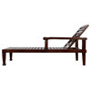 Solid Teak Wood Recliner Chaise Lounge Chair - Dark Wood Finish