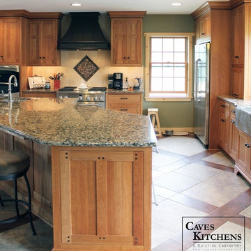Custom Arts & Crafts Kitchen with Two Tiered Island