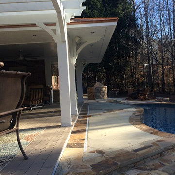 Pool cabana,deck,arbor