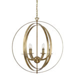 Savoy House - Savoy 7-204-6-322, Dumont 6 Light Warm Brass Pendant - If you`re looking for the ideal blend of modern and traditional, then choose this Dumont pendant. It`s the epitome of transitional style: a perfect combination of old and new, of masculine and feminine, of sleek modernism and old world detail. Three open rings of beautiful, light, warm brass, encircle a graceful, streamlined candelabra structure. This airy fixture is 32`` wide by 35.75`` high, with an uncluttered, sophisticated look. The warm brass candle covers hold six 60W bulbs. It`s a high-quality Savoy House pendant with elegant, timeless style for your dining area, living room, bedroom, foyer, great room, or bathroom.