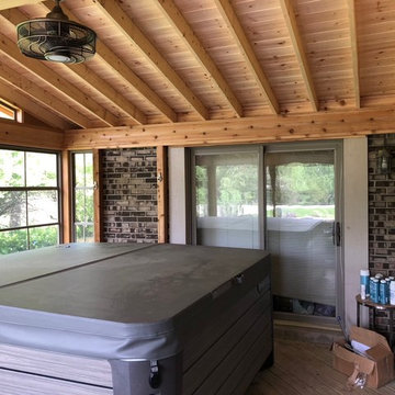 Screened Porch with 4 Track Windows and Belgard Patio with Walkway by Barrington