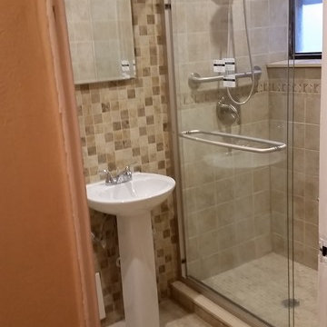 Standard 5'x7' bathroom transformation in the apartment building.