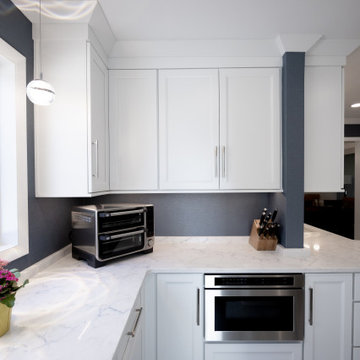 Custom White Kitchen with Calacatta Azulean Quartz Countertops