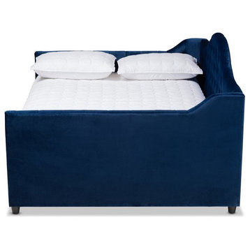 Baxton Studio Perry Contemporary Velvet Upholstered Full Daybed in Royal Blue