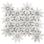 districtII - Daisy White Stone Marble Mosaic Tile, Sample - Sample Swatch