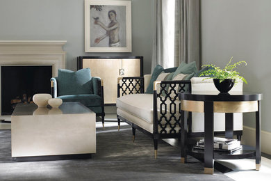 Example of a trendy living room design in Denver