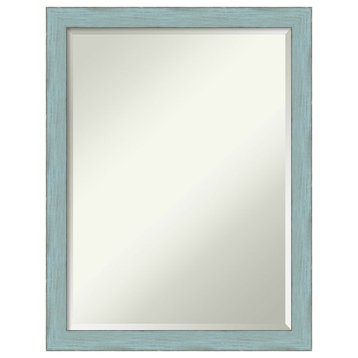 Sky Blue Rustic Beveled Wood Bathroom Wall Mirror - 20.25 x 26.25 in.